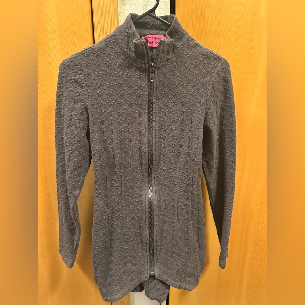 Vintage Betsy Johnson Gray Victorian Zip Up